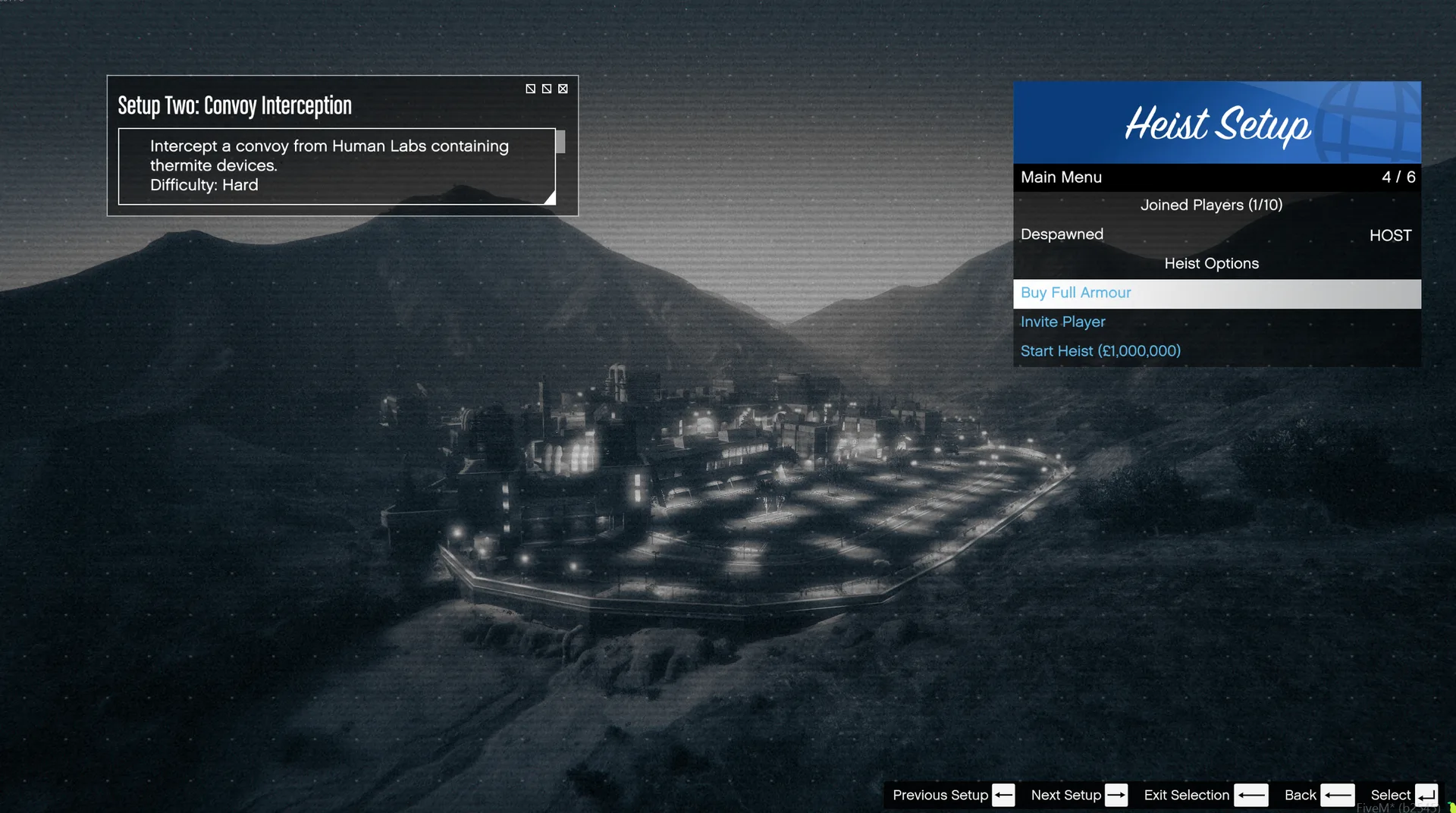 Setup menu